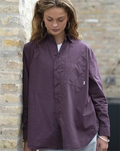 Elsk - Poplin Skjorte - Aged Maroon